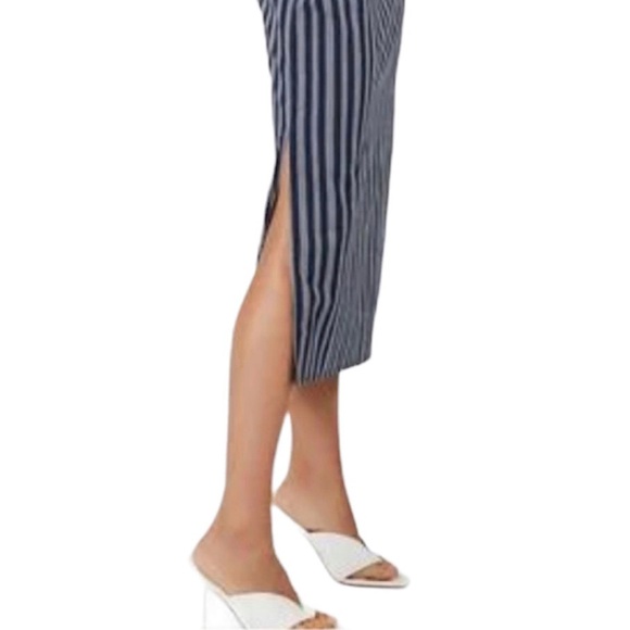 Small Forever21 Navy Striped Poplin Midi Dress - Picture 5 of 5